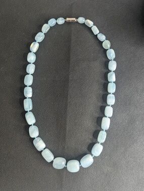JTV Aquamarine Beaded Necklace - Aqua, Large Gemstones, New, Magnetic Clasp